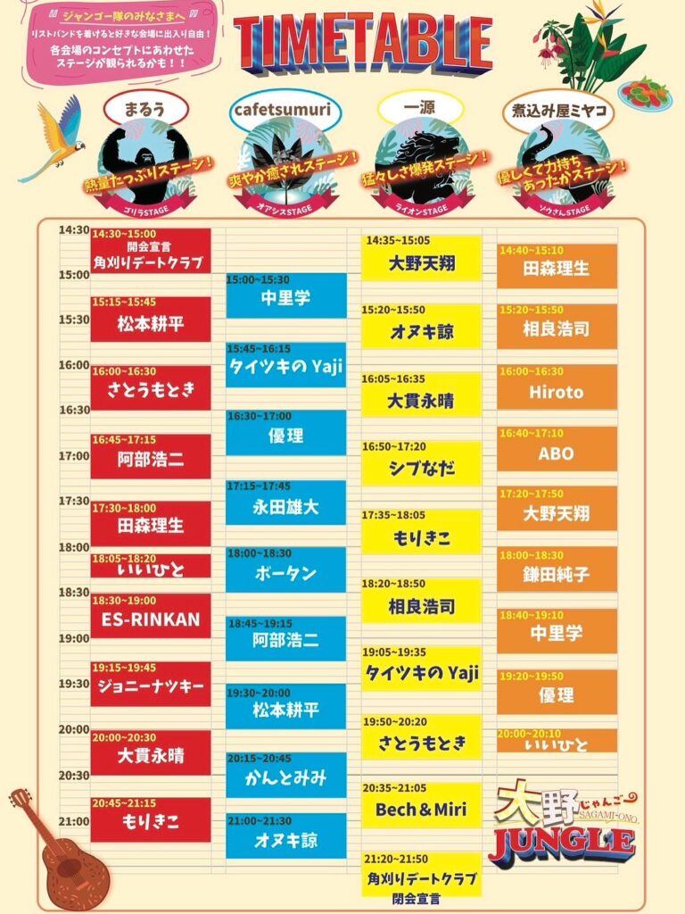 サーキットフェス 大野JUNGLE タイムテーブル画像